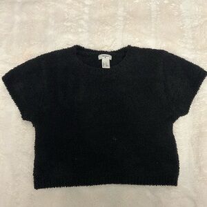 Forever 21 Black Fuzzy Crop Top